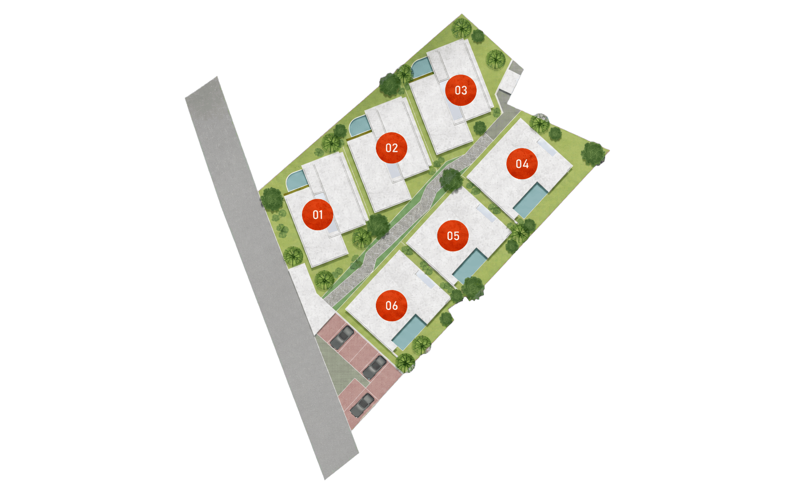 Masterplan of Vanam Villas showing six residences