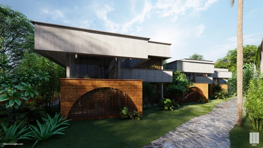 Villa courtyard and landscape
