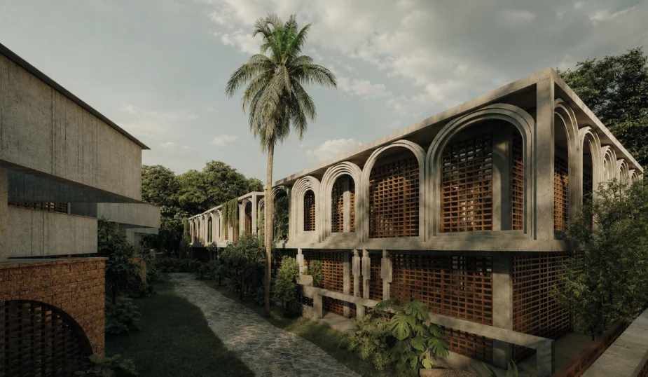 Casa Verde villa exterior with arched facade